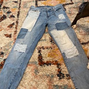 gap patch work jeans